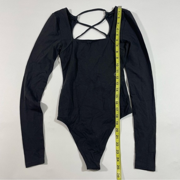 NWOT AE V Neck Bodysuit Dark Grey Long Sleeve - Picture 6 of 7
